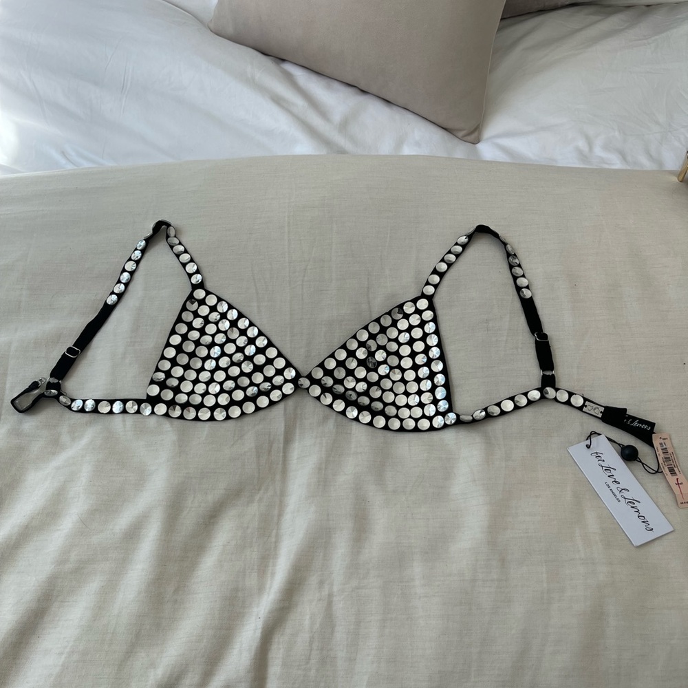 For Love and Lemons Black Jackpot Bralette S